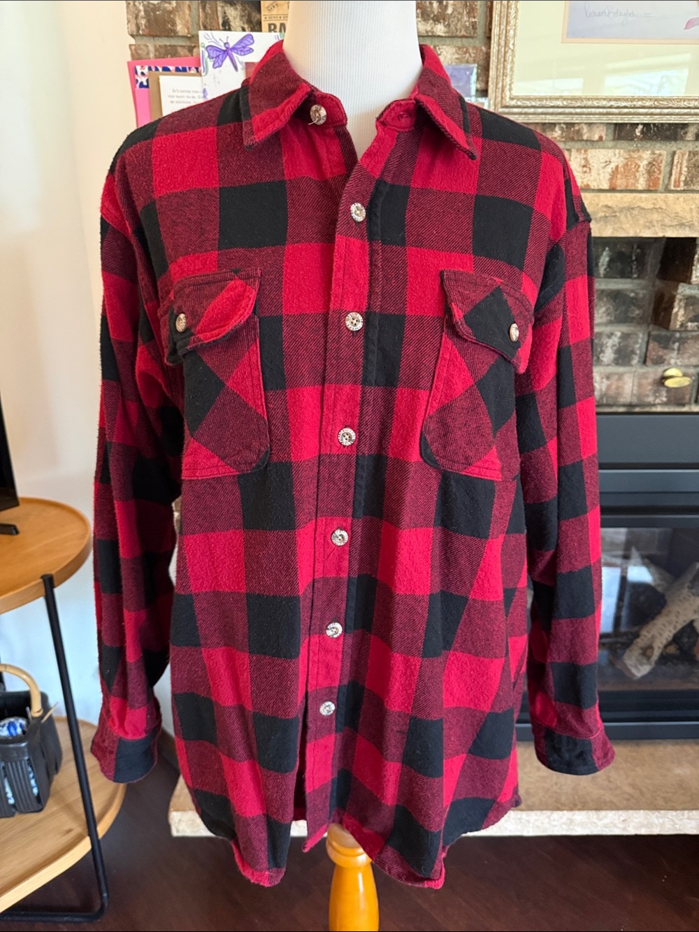FIELD & STREAM Vintage Buffalo Plaid 100% thick cotton button-up shirt. WARM!